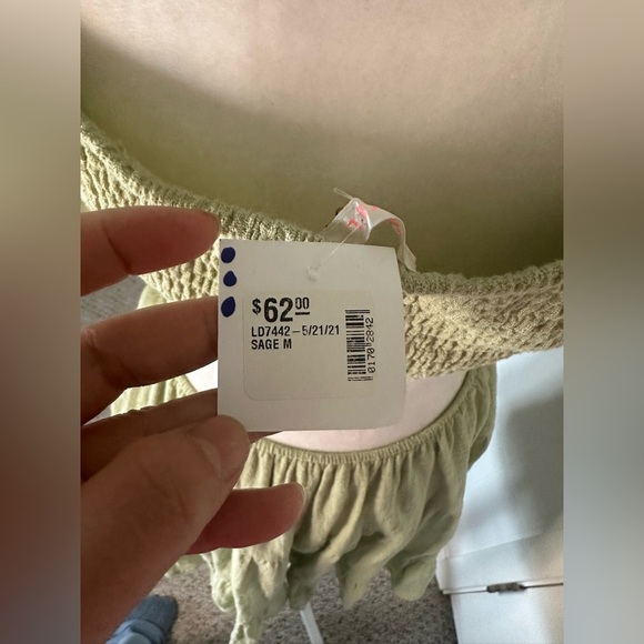 Luxxel Sage Green Ruffled Tiered Mini Dress size M - Picture 6 of 9